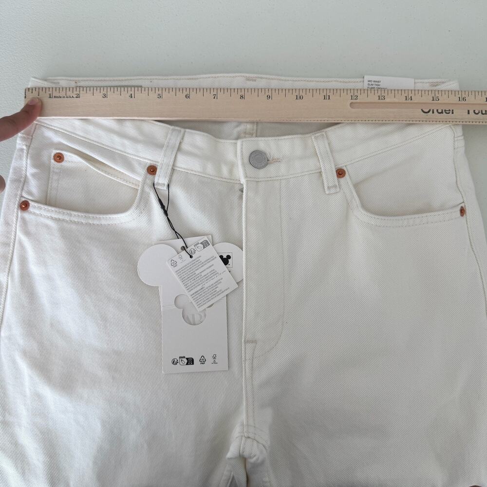 Zara Harry Lambert Disney Jeans Mens 40x34 Flared Leg Mickey Pocket Ivory White - Picture 15 of 16